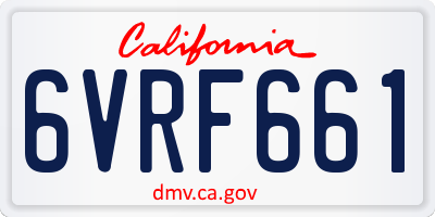 CA license plate 6VRF661