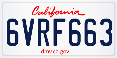 CA license plate 6VRF663