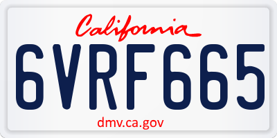 CA license plate 6VRF665