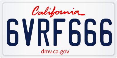 CA license plate 6VRF666
