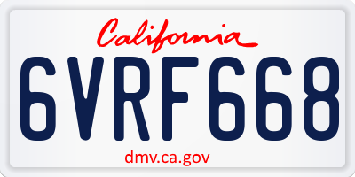 CA license plate 6VRF668