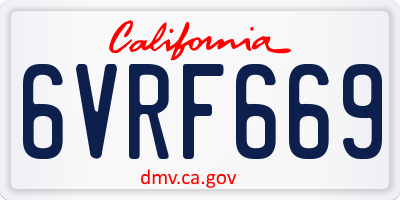 CA license plate 6VRF669