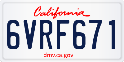 CA license plate 6VRF671