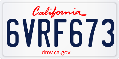 CA license plate 6VRF673
