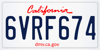 CA license plate 6VRF674