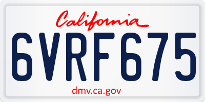 CA license plate 6VRF675