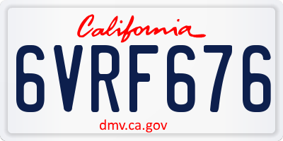 CA license plate 6VRF676
