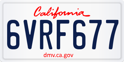 CA license plate 6VRF677