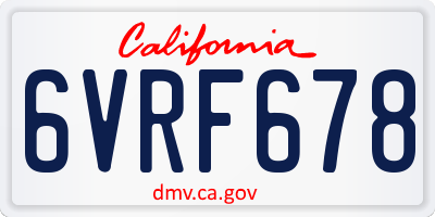 CA license plate 6VRF678