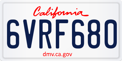 CA license plate 6VRF680