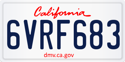 CA license plate 6VRF683