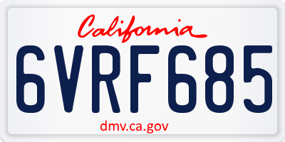 CA license plate 6VRF685