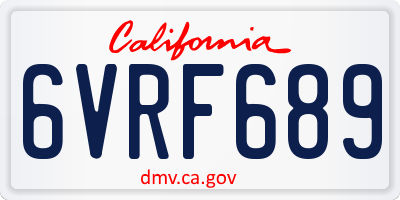 CA license plate 6VRF689