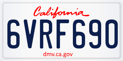 CA license plate 6VRF690