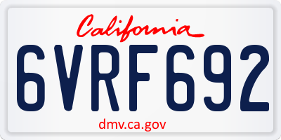 CA license plate 6VRF692