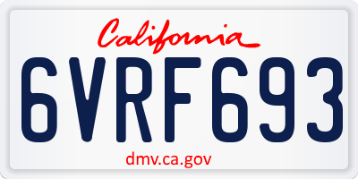 CA license plate 6VRF693