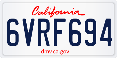 CA license plate 6VRF694