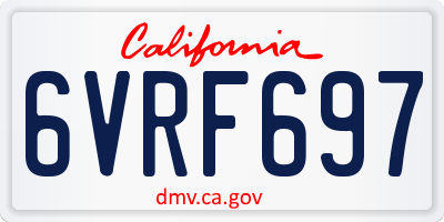 CA license plate 6VRF697