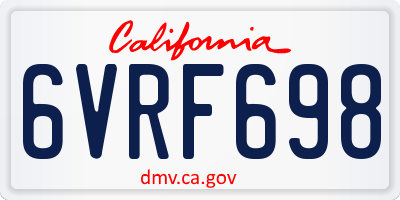 CA license plate 6VRF698