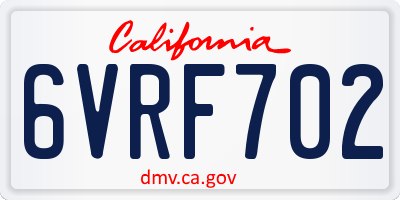 CA license plate 6VRF702
