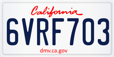 CA license plate 6VRF703