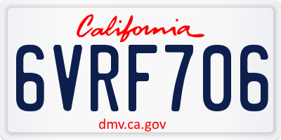 CA license plate 6VRF706