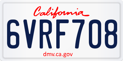 CA license plate 6VRF708