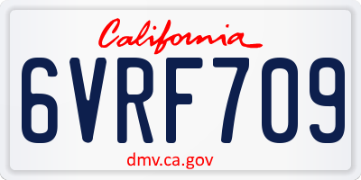 CA license plate 6VRF709