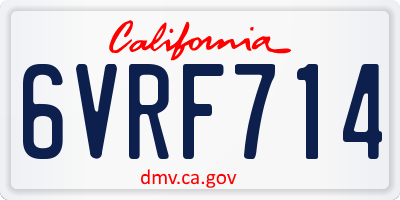 CA license plate 6VRF714