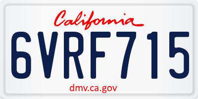 CA license plate 6VRF715