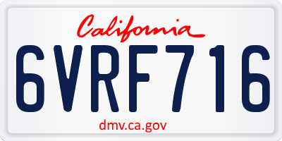 CA license plate 6VRF716