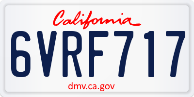 CA license plate 6VRF717