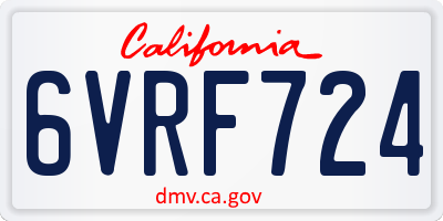 CA license plate 6VRF724