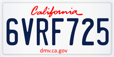 CA license plate 6VRF725