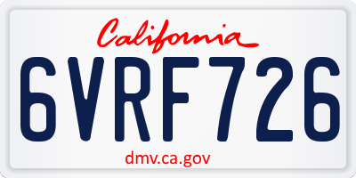 CA license plate 6VRF726