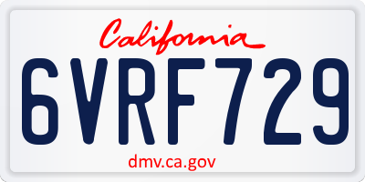 CA license plate 6VRF729