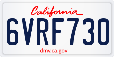 CA license plate 6VRF730