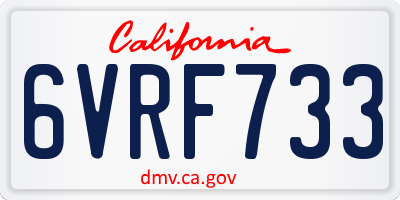 CA license plate 6VRF733
