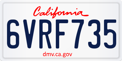 CA license plate 6VRF735
