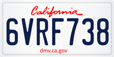 CA license plate 6VRF738