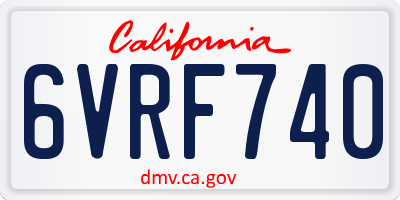 CA license plate 6VRF740