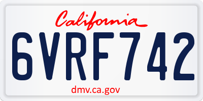 CA license plate 6VRF742