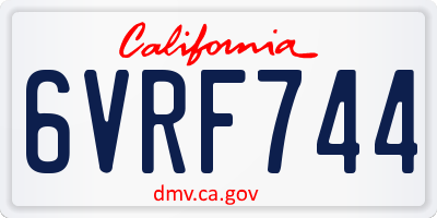 CA license plate 6VRF744
