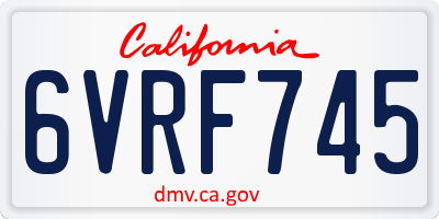 CA license plate 6VRF745
