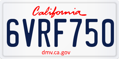 CA license plate 6VRF750
