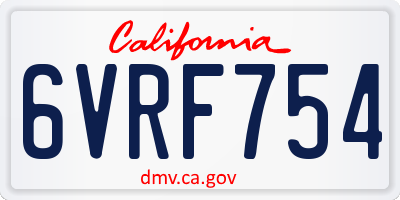 CA license plate 6VRF754