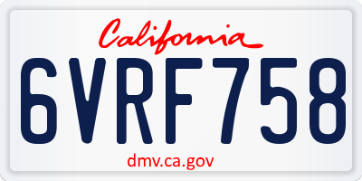 CA license plate 6VRF758