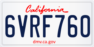 CA license plate 6VRF760