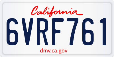 CA license plate 6VRF761