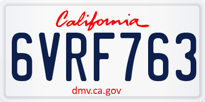 CA license plate 6VRF763